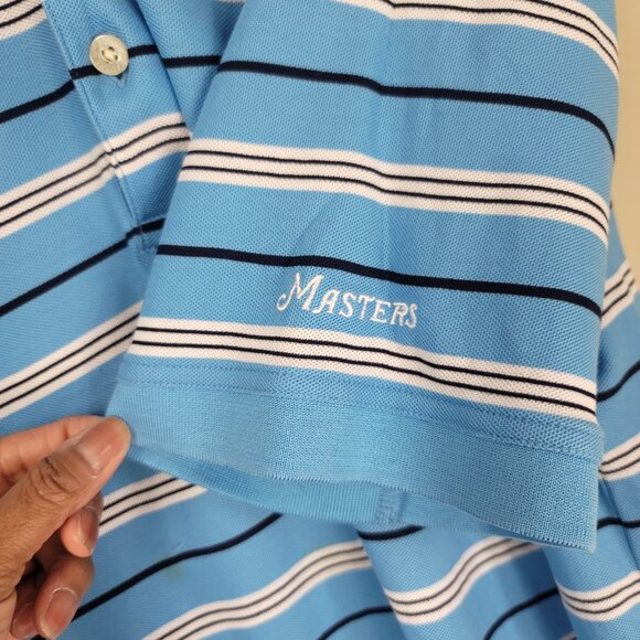 Masters Collections Polo Shirt 60's Two-Ply Pima Cotton Striped Sz L - Picture 8 of 16
